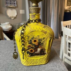 Vintage Yellow Decorative Vase with Chain Accent